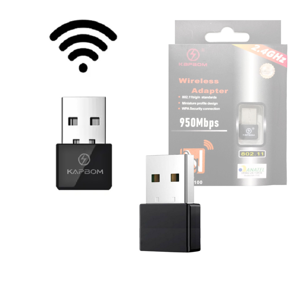 Adaptador USB Receptor Wireless para Rede WiFi Sem Fio PC Notebook Kapbom