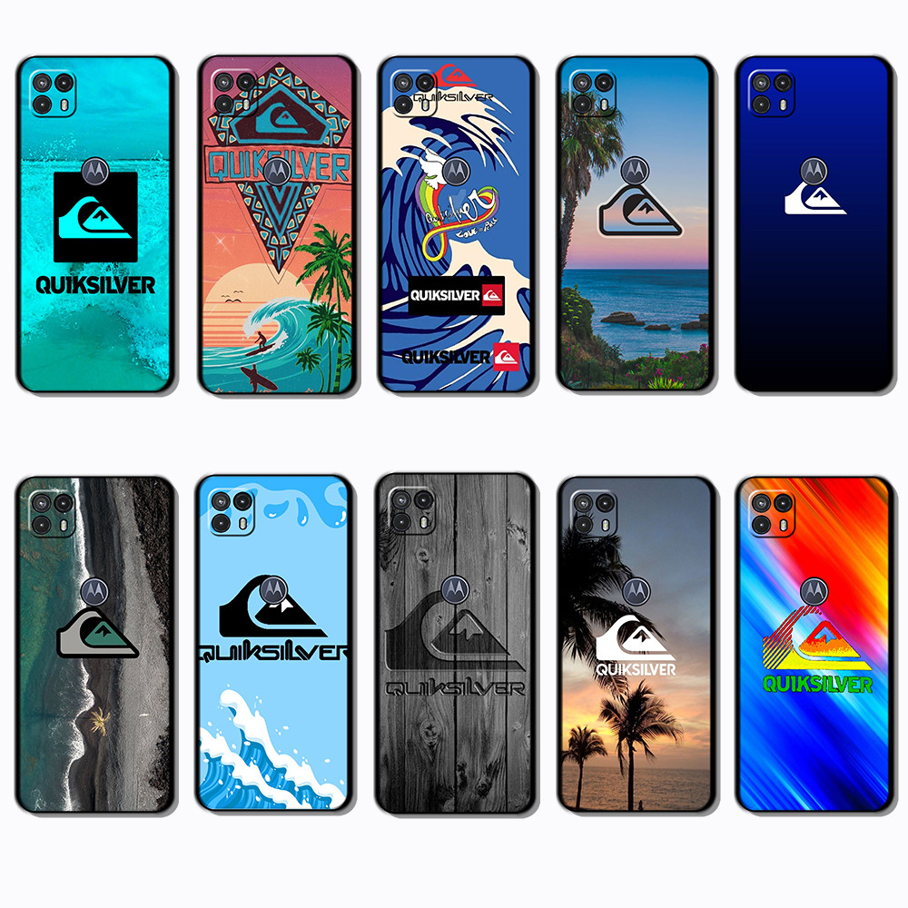Para 3c Motorola Moto G50 5G Logotipo quiksilver Capa De Telefone Colorida TPU Preta Macia
