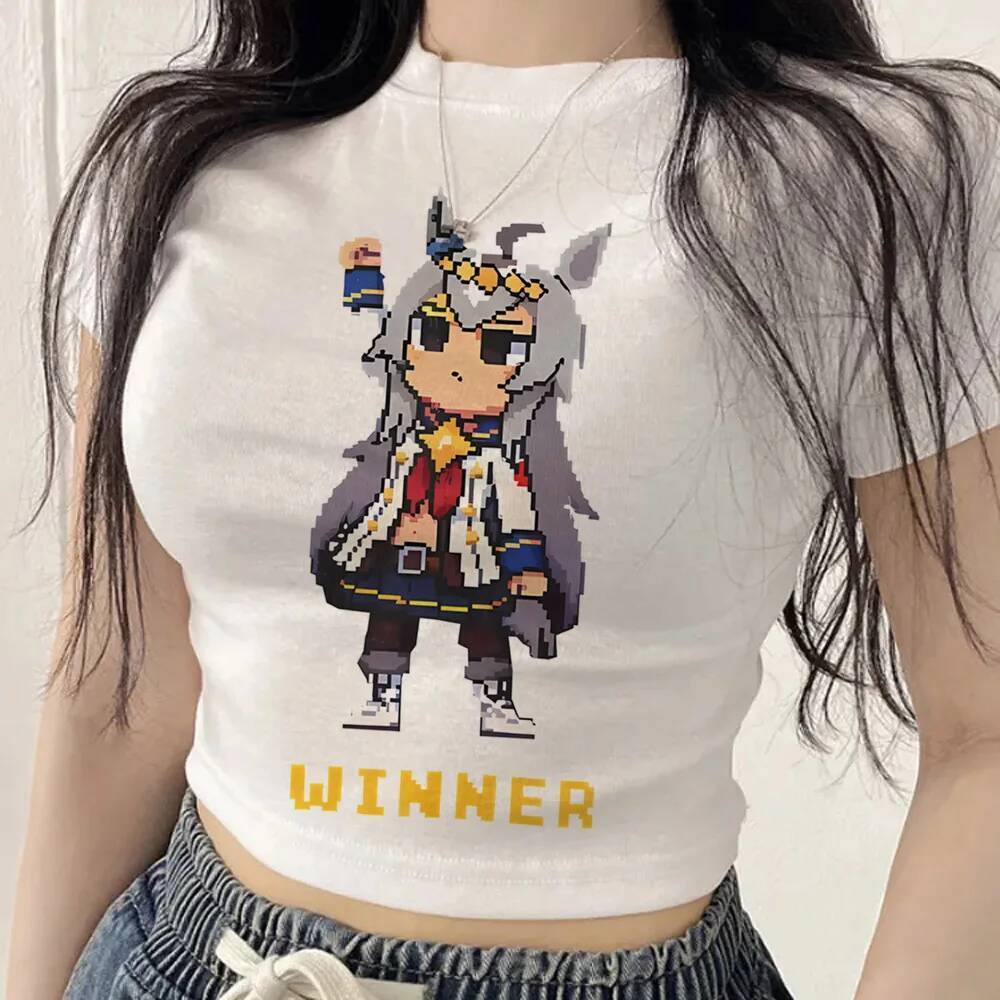 Uma Musume top cropped Feminino Engraçado jojifuku grunge tees meme Liberação Vendas Mangá