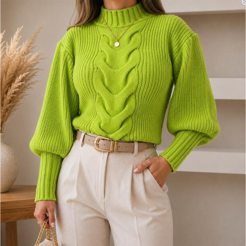 Blusa Trico De Frio Inverno Com Trança Moda Blogueira