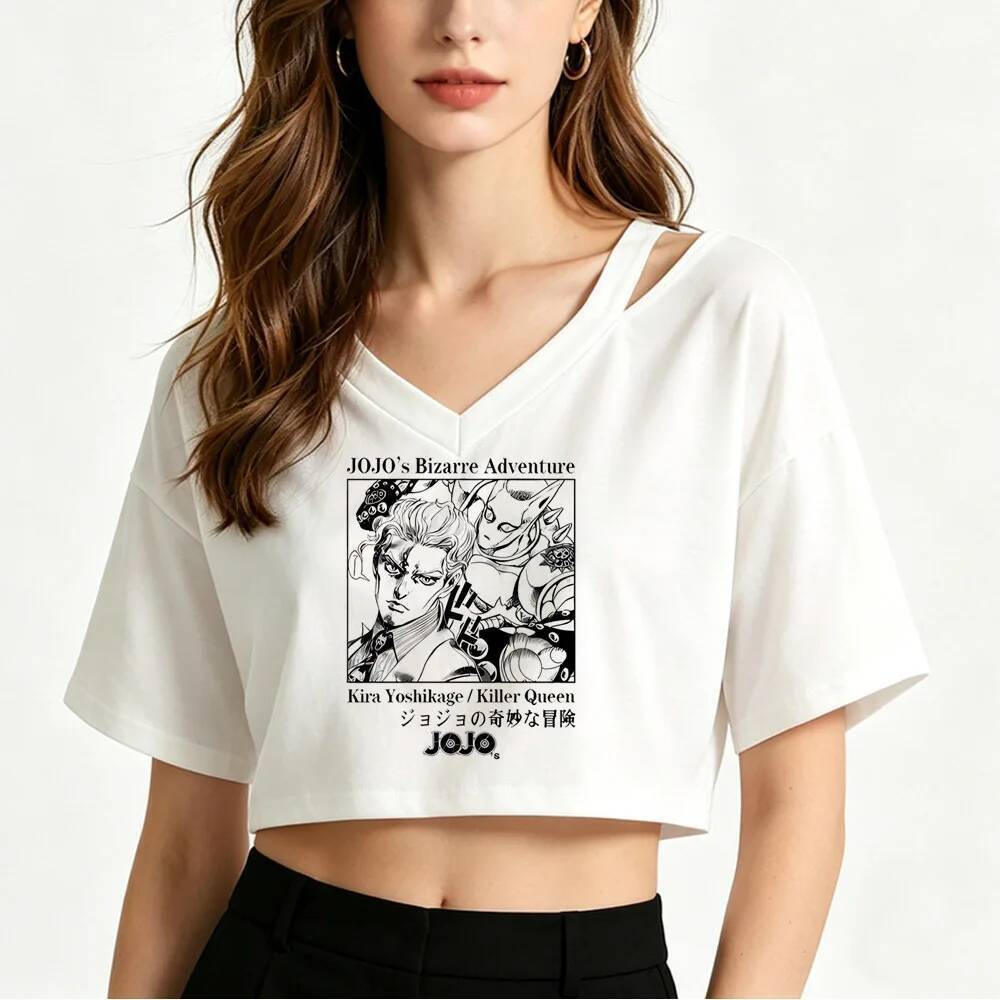 Jojo Bizarre Adventure crop top Feminino Engraçado y2k goth jojifuku Camiseta Moda Coreana Alternativa vintage anime gya