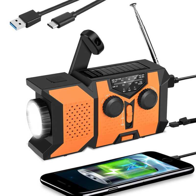 Prevenção de desastres rádio multifuncional rádio de emergência portátil gerador de energia com manivela carregamento do