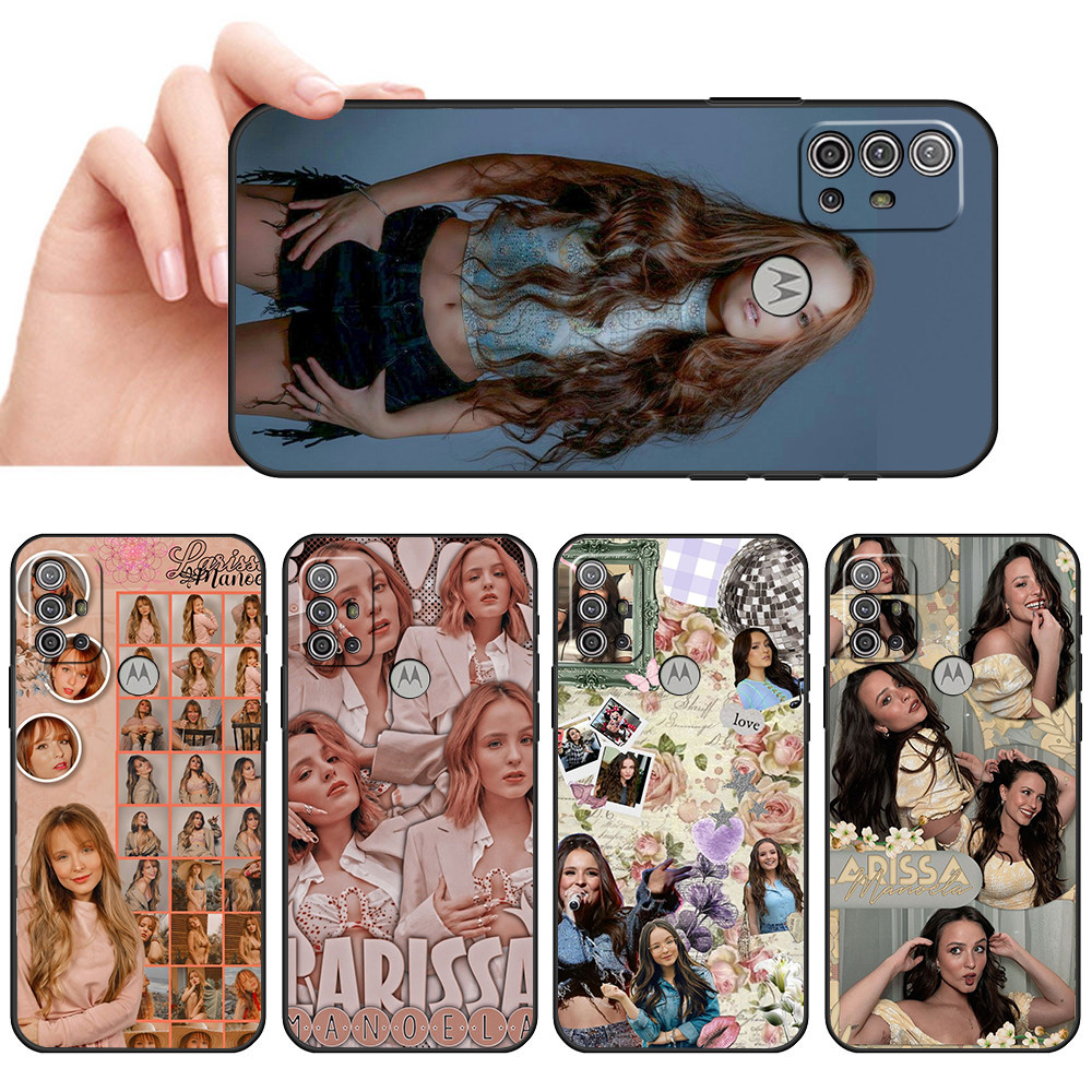 Capa De Telefone Preta Macia Para Moto G10 G20 G30 G22 G23 G50 G52 G53 G73 G82 Larissa Manoela Protetora Anti-Queda