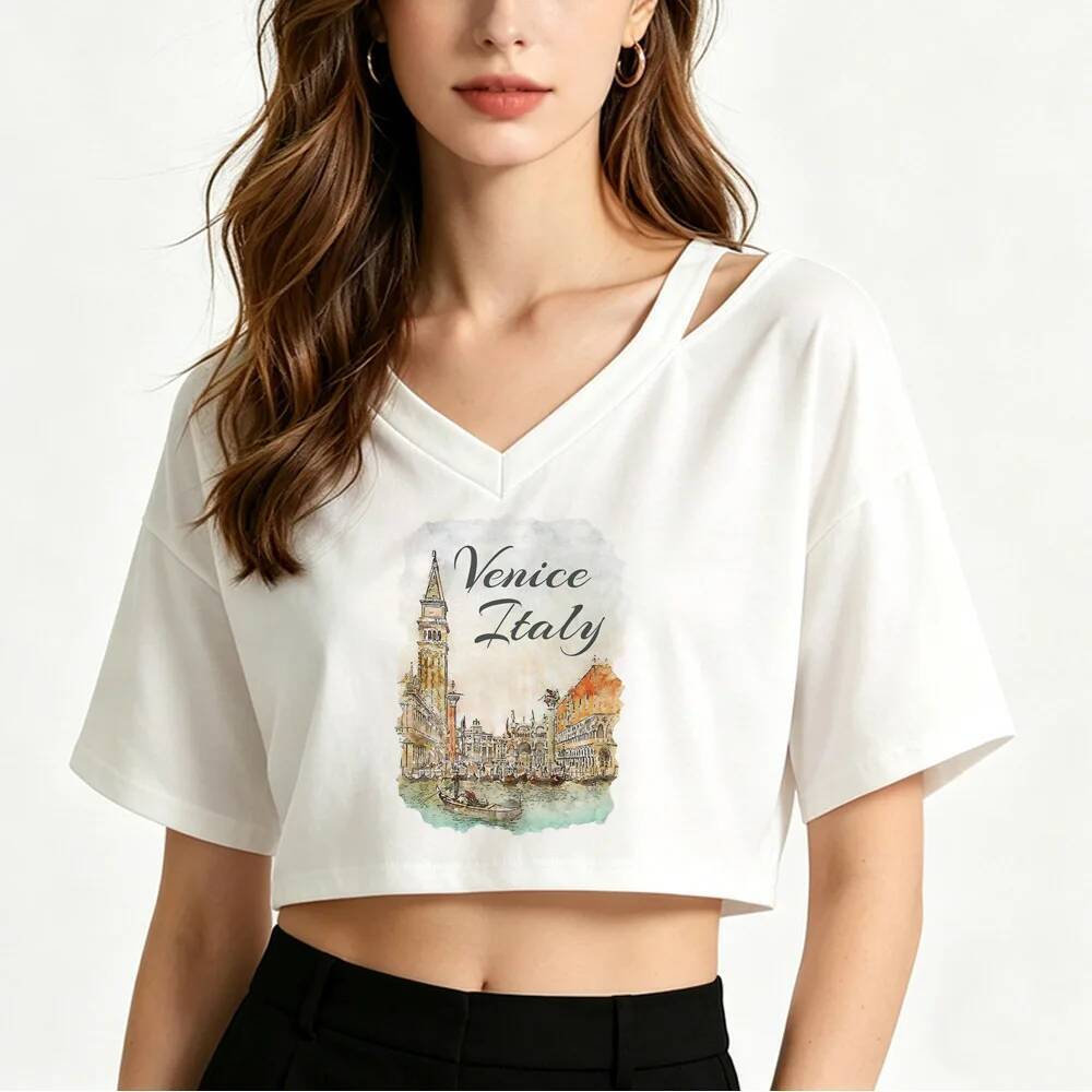 Itália Colheita Topo shoujo Moda Coreana jojifuku grunge kawaii baddie Camiseta Bonito Alternativa Jojofuku Engraçado Ve