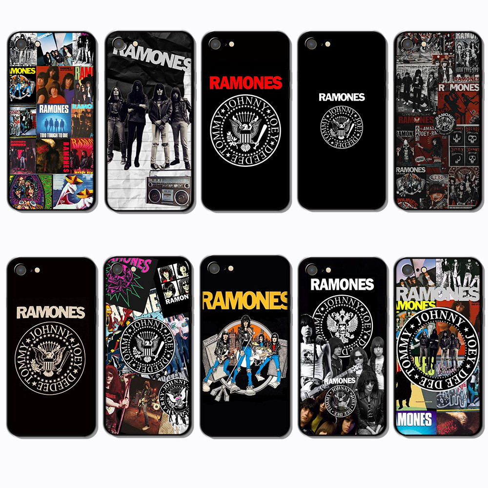 Para 3c iPhone 5 5s 6 6s 6 Plus 7 SE Ramones Capa De TPU Preta Macia