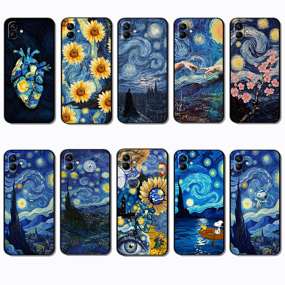 Para 3c Samsung Galaxy A04 A04E A05 A06 A07 A Noite Estrelada Capa TPU Preta Macia