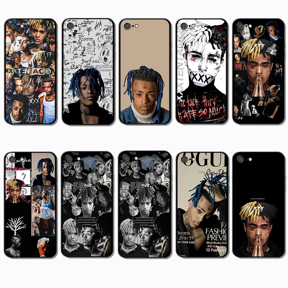 Para 3c iPhone 5 5s 6 6s 6 Plus 7 SE xxxtentacion Capa De TPU Preta Macia