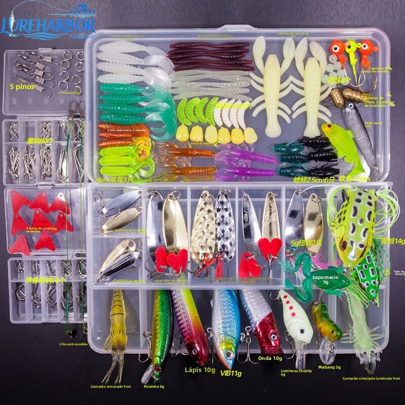 Conjunto de isca LUREHARBOR com lantejoulas isca macia Thunder Frog Minnow Conjunto de isca multicategoria