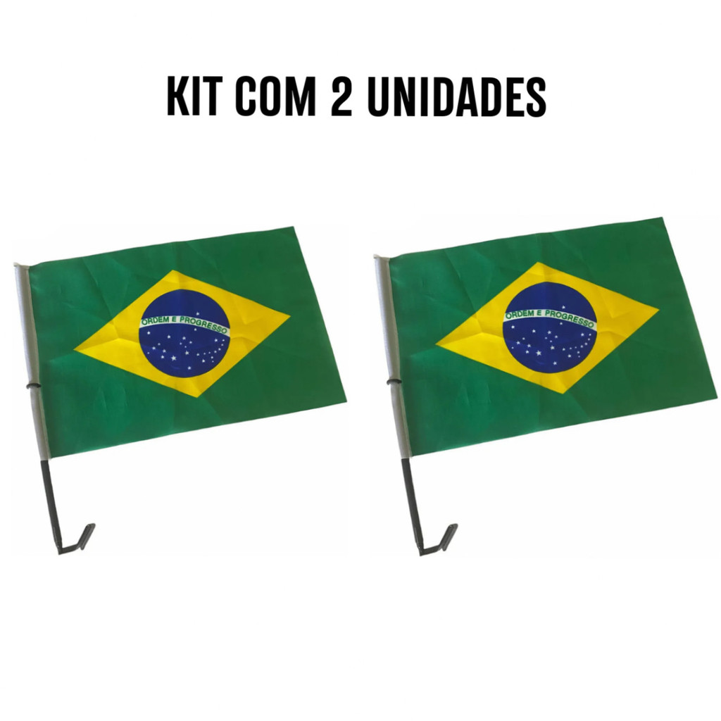 Conjunto com 2 Bandeiras do Brasil para Vidro de Carro – Torcida Copa do Mundo
