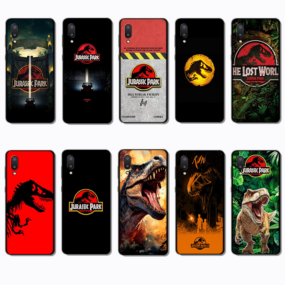 Para 3c Samsung Galaxy A01 A02 A6 A7 A8 Plus A9 A21 A60 M40 Parque Jurássico Macio Preto TPU Cor Caso De Telefone