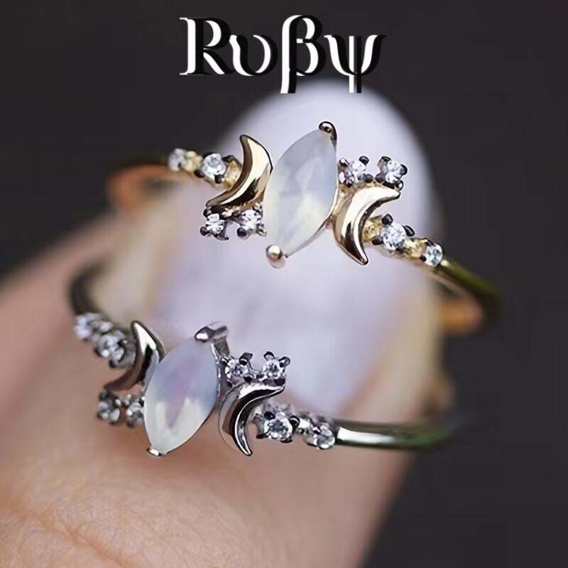 Rubi europeu americano anel feminino lua cavalo olho requintado anel doce senhora nicho estilo jóias