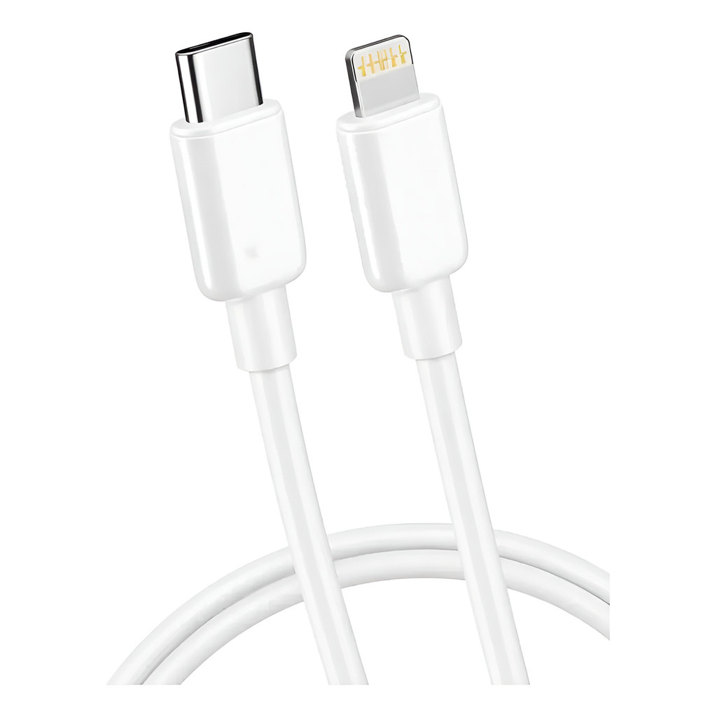 JS Cabo Carregador USB Tipo C Lightning Branco Celular