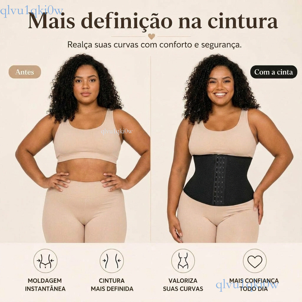 Cinta Modeladora Abdominal Plus Size Feminina Alta Compressão Ajustável Respirável para Academia Preto e Bege