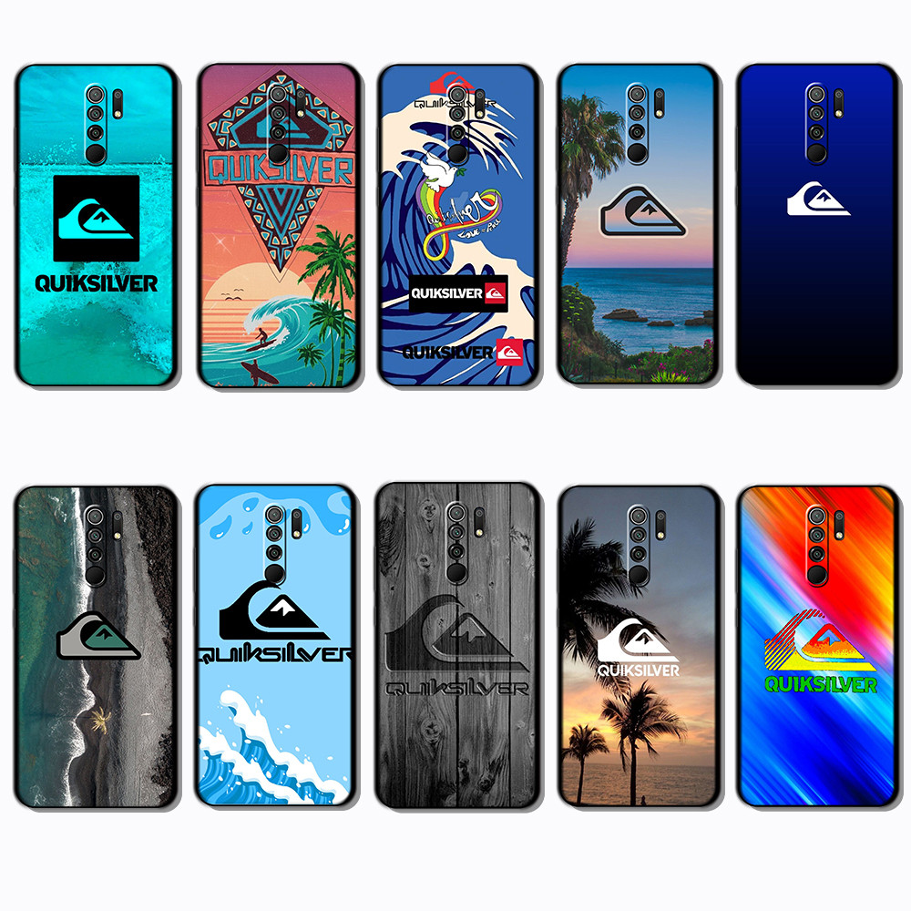 Para 3c Xiaomi Redmi 9 Logotipo quiksilver Capa De Telefone Colorida TPU Preta Macia
