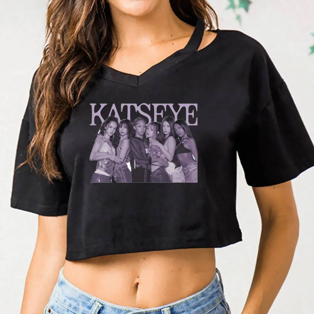 Katseye top cropped Feminino Barato Fofo Festa 2000s Camisa Engraçada manga grunge Vendas De Liquidação jojifuku Moda Co