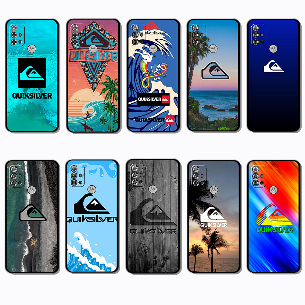 Para 3c Motorola Moto G10 G20 G30 Logotipo quiksilver Capa De Telefone Colorida TPU Preta Macia