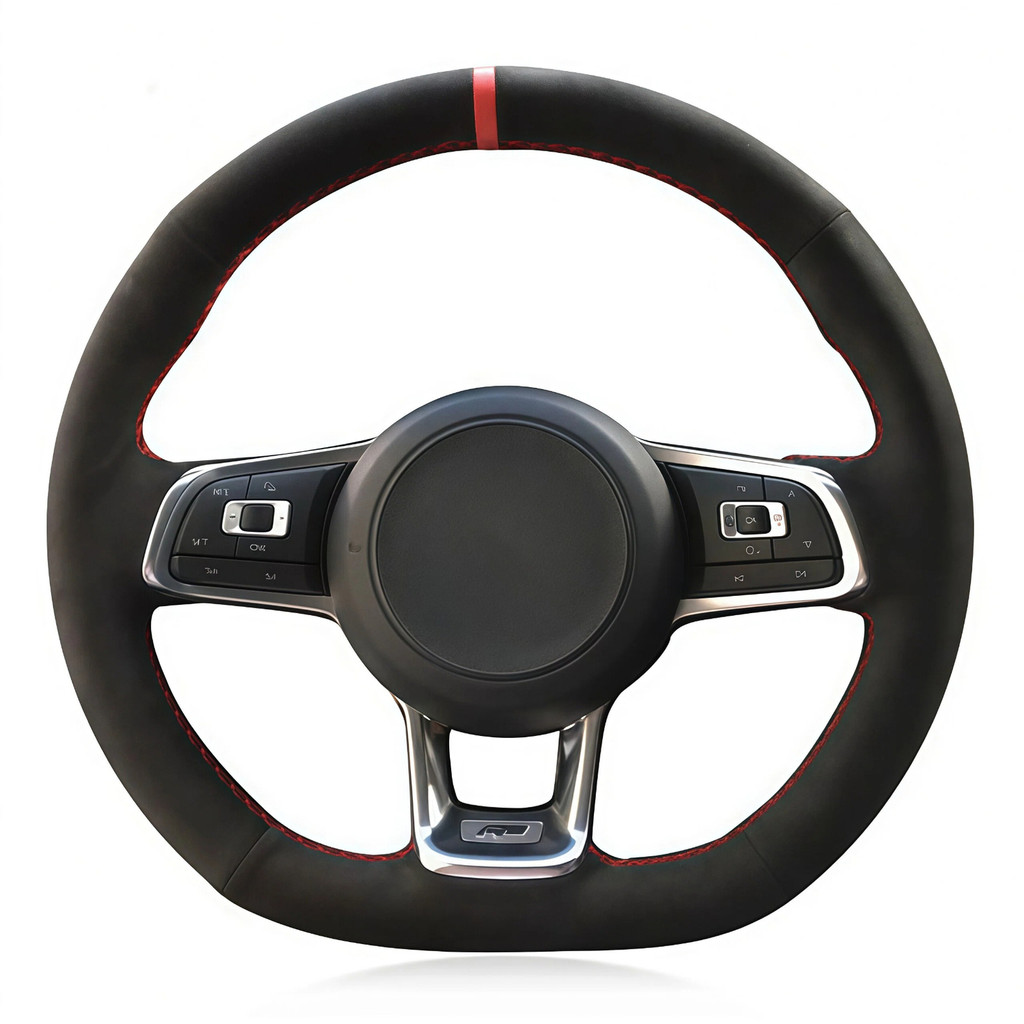 Capa De Volante De Carro Costurada À Mão Personalizada De Couro Artificial DIY Para Volkswagen VW Golf 7 GTI T-Roc Passa