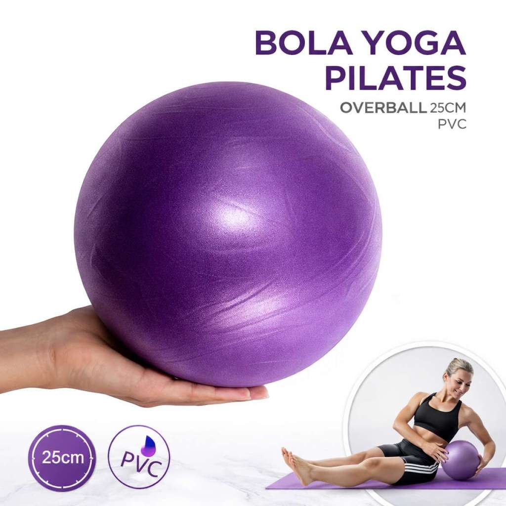 BOLA YOGA PILATES OVERBALL 25CM PVC COM INFLADOR FUNCIONAL - ROXO