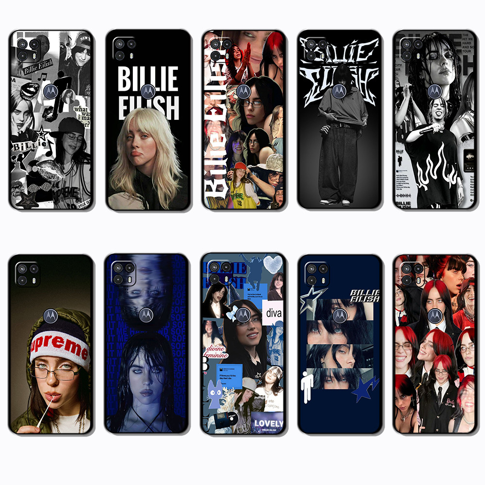 Para 3c Motorola Moto G50 5G Billie Eilish Capa De TPU Preta Macia