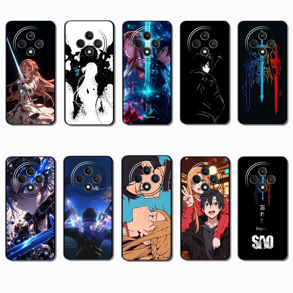 Para 3c OPPO A94 A95 A96 A98 A3 Pro A80 A79 Sword Art Online Capa De Telefone Preta Macia