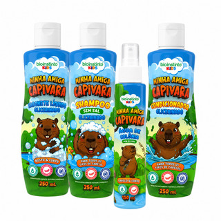 Kit Banho Capivara Bioinstinto Kids (4 itens) - 1 shampoo, 1 condicionador, 1 sabonete líquido e 1 colônia