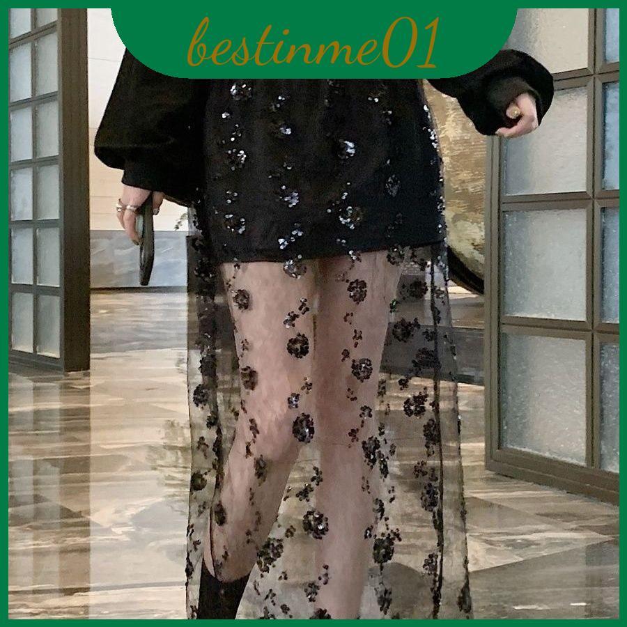 Saia Longa De Renda Oca Feminina Elegante Com Design Fluido Para Roupas Diárias