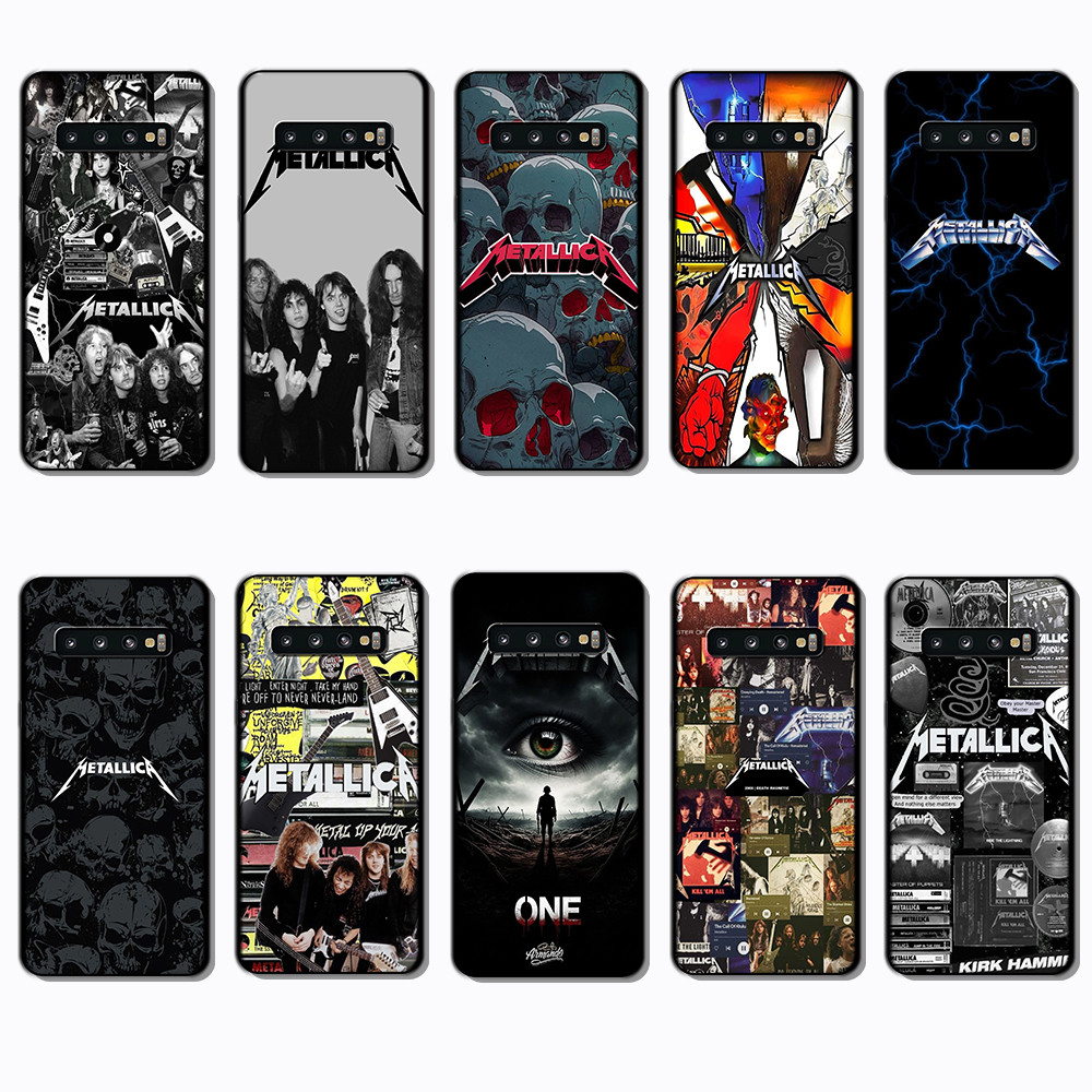 Para 3c Samsung Galaxy S7 Edge S8 S9 S10 Plus S10E Metallica Capa De TPU Preta Macia