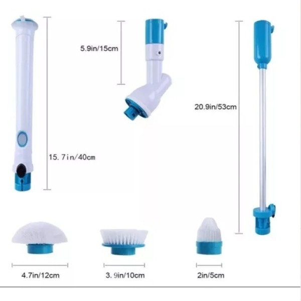 Esfregão Escova De Limpeza MOP Vassoura Eletrica Spin Scrubber 3 Escovas