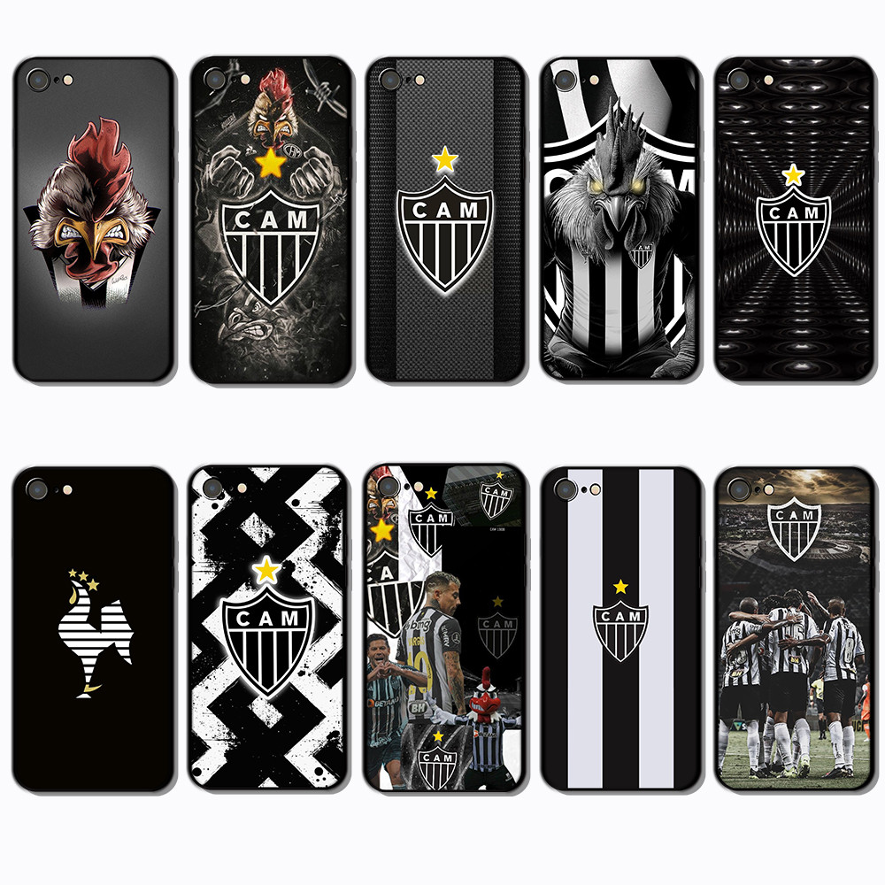Para 3c iPhone 5 5s 6 6s 6 Plus 7 SE Atlético Mineiro Capa De TPU Preta Macia