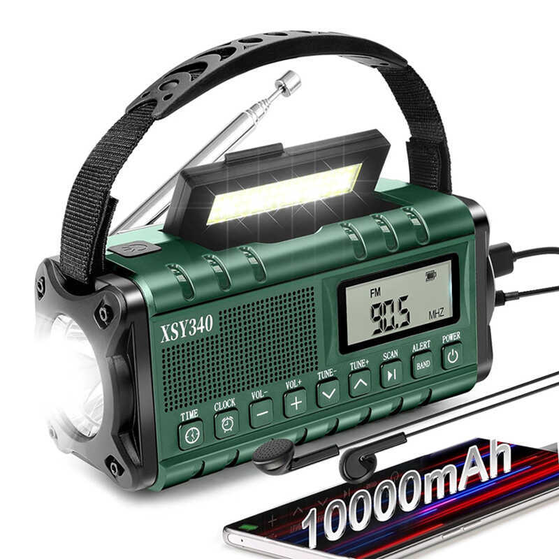 Rádio de emergência NOAA multifuncional gerador de manivela rádio ao ar livre lanterna recarregável Solar