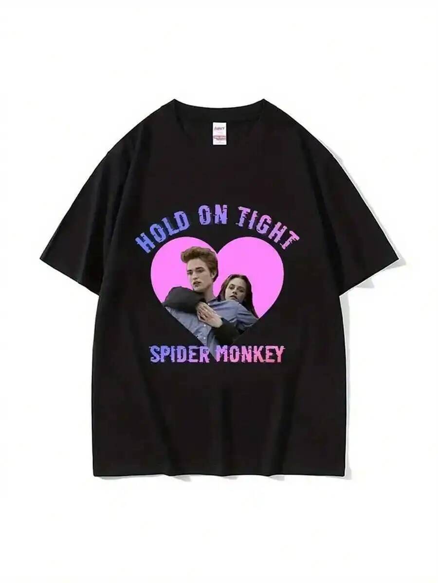 Short Sleeved Single-Sided Printed T-Shirt Twilight Saga Edward Cullen & Graphic Tee - Hold On Tight