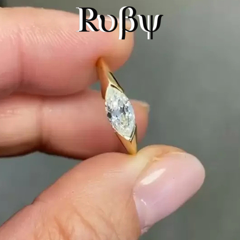 Rubi europeu americano moda masculina único anel simples cavalo olho forma zircão anel Unisex Flash diamante índice dedo