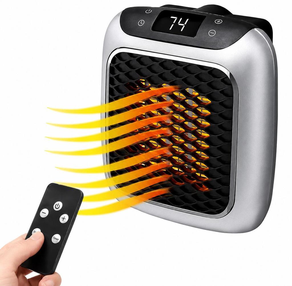 Aquecedor Compacto de Parede 110V com Controle Remoto e Tomada Giratória para Quarto Sala Escritório