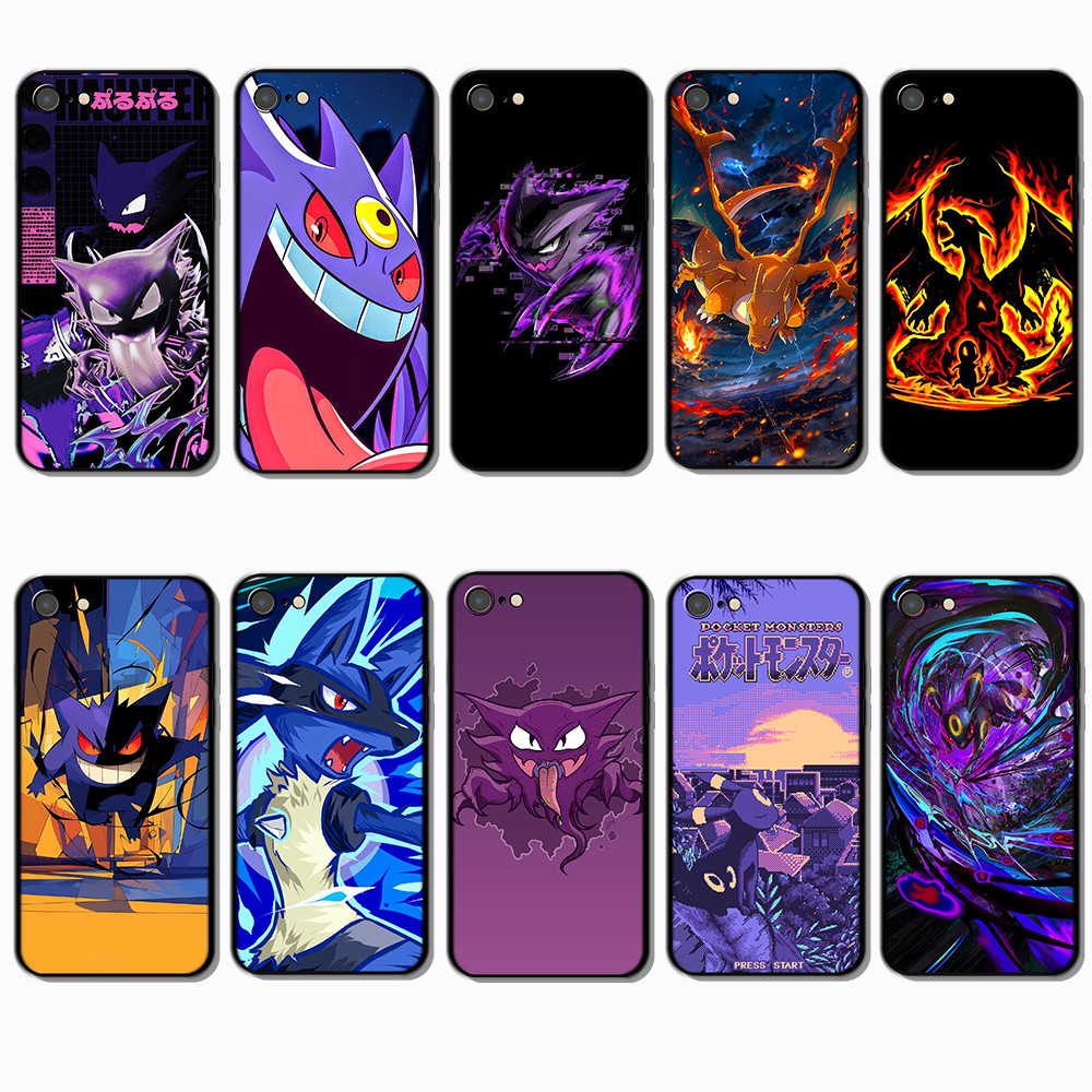 Para 3c iPhone 5 5s 6 6s 6 Plus 7 SE Pocket Monsters Capa De TPU Preta Macia