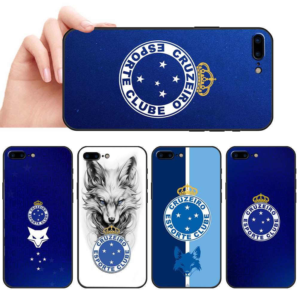 Capa De Telefone Preta Macia Para iPhone 5 5S 6 6S 7 8 Plus Capinha Azul Celeste Futebol Raposa Protetora Anti-Queda