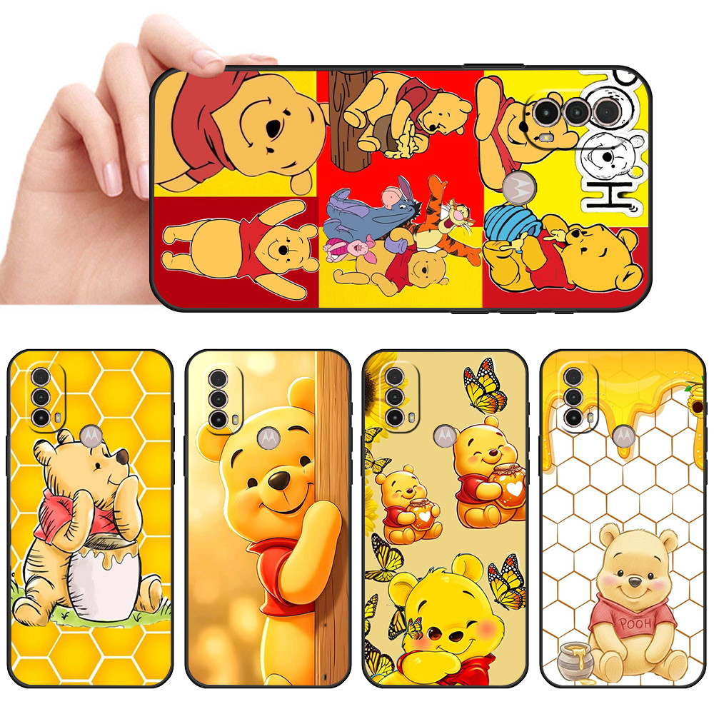 Capa De Telefone Preta Macia Para Moto E7 Plus E7i POWER E13 E20 E22 E40 G9 Play Urso Amaelo floresta Estil fofo Proteto