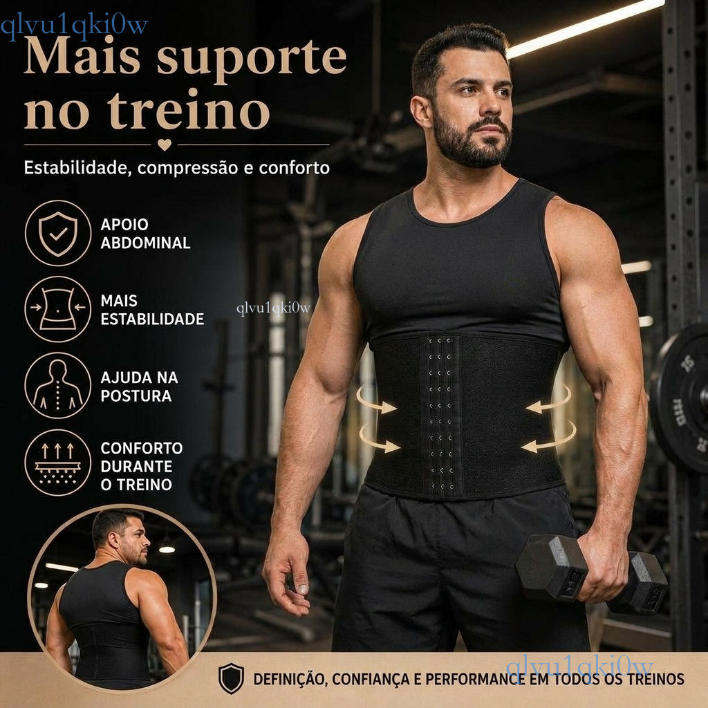 Cinta Modeladora Masculina Abdominal Alta Compressão Ajustável Academia Fitness Postura Treino