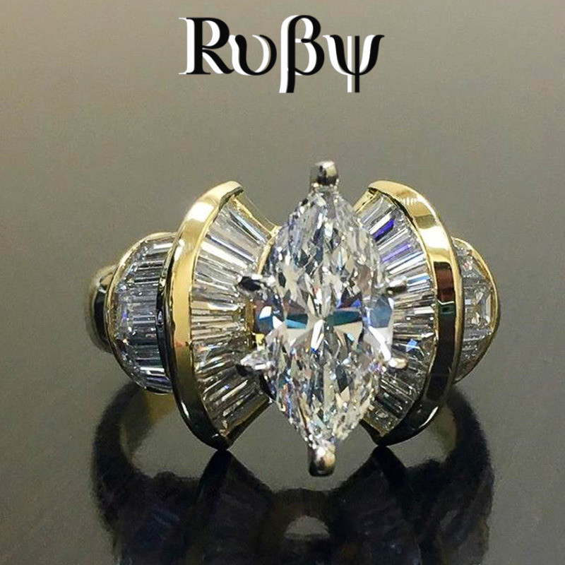Rubi 2026 primavera novo estilo único cavalo olho forma zircão anel europeu americano senhoras moda anel mão jóias