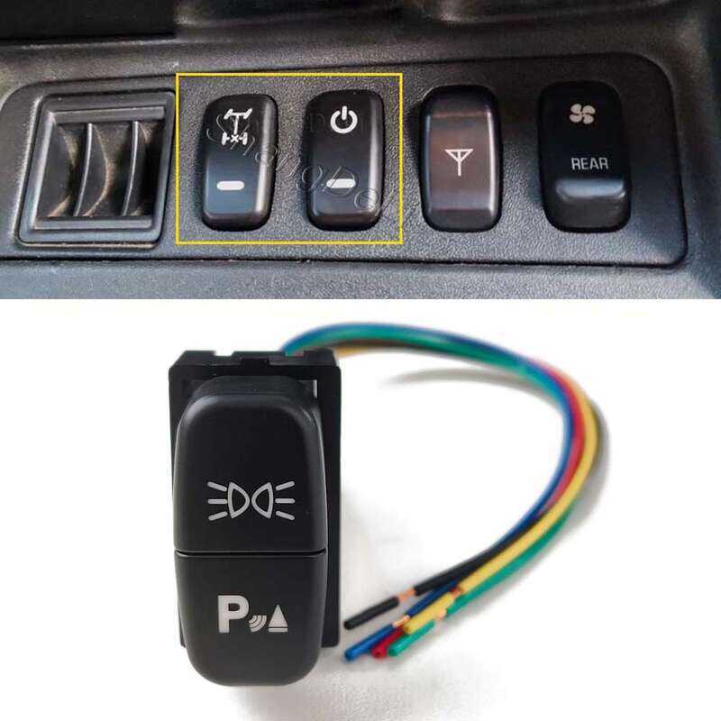 Interruptor De Chave LED Vermelho Luz De Nevoeiro Ligar/Desligar Botão Sensor Radar Estacionamento Para Mitsubishi Pajer