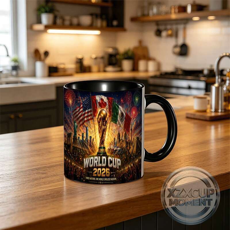 Caneca Host 2026 Da América Do Norte Silhueta Dinâmica De Jogador De Futebol Com Marcos México Canadá Dos Eua-Copa Temát