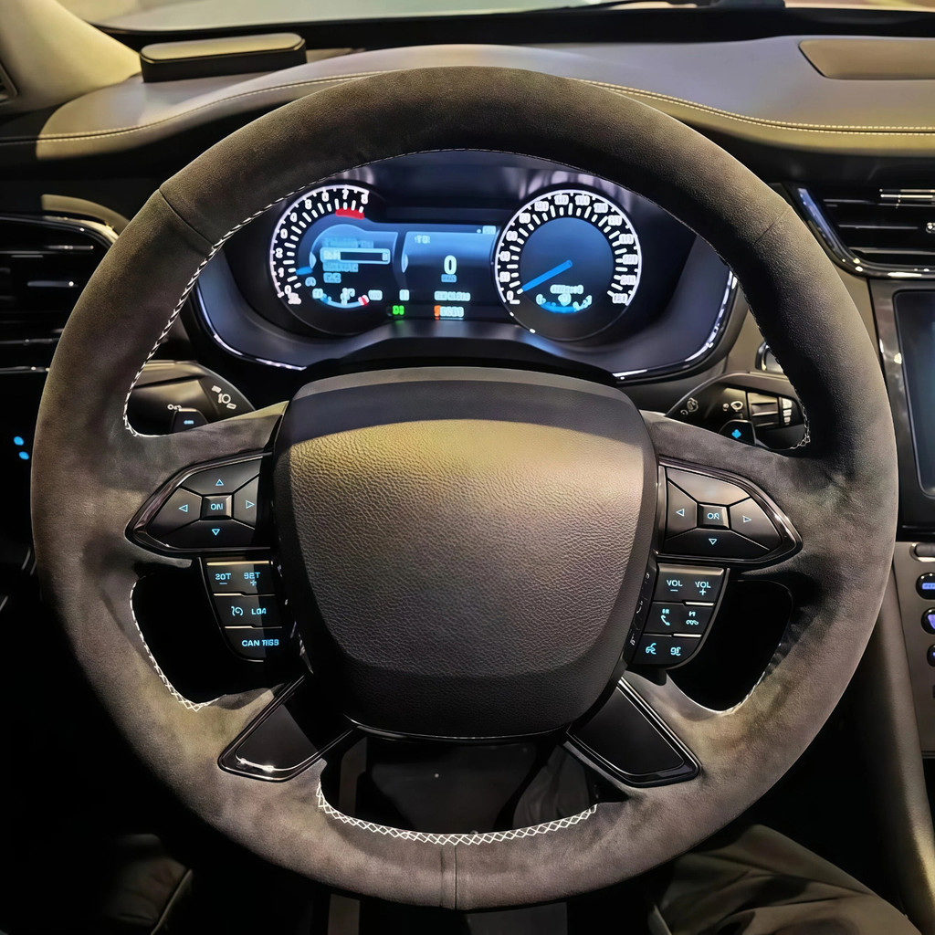 DIY Couro Artificial Personalizado Costurado À Mão Capa De Volante Do Carro Para Ford Taurus 2015-2017 Auto Com Linha Qu