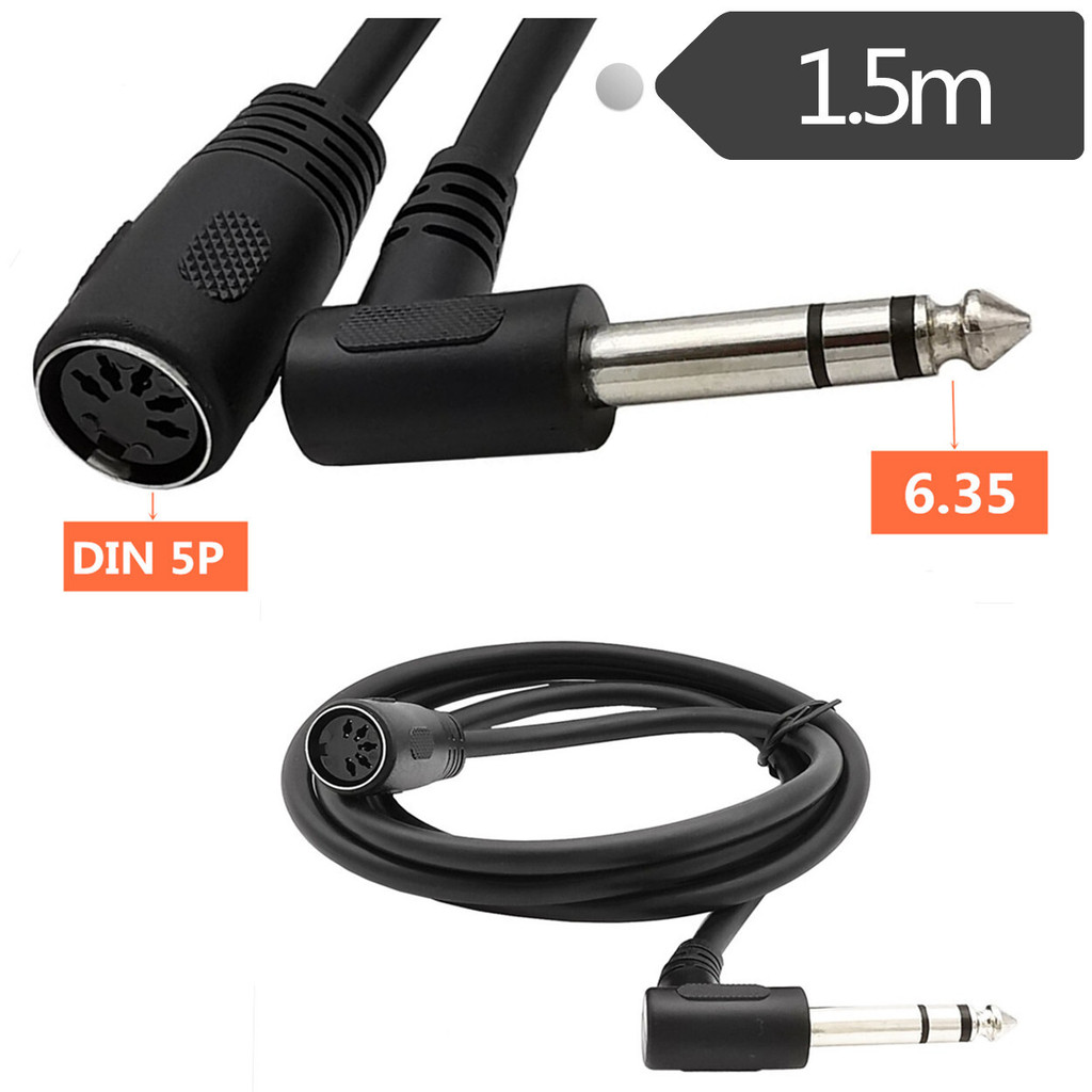 Cabo de áudio de piano eletrônico 6.35 plugue de áudio de cotovelo para MIDI 5 núcleos MIDI5-Core DIN5P