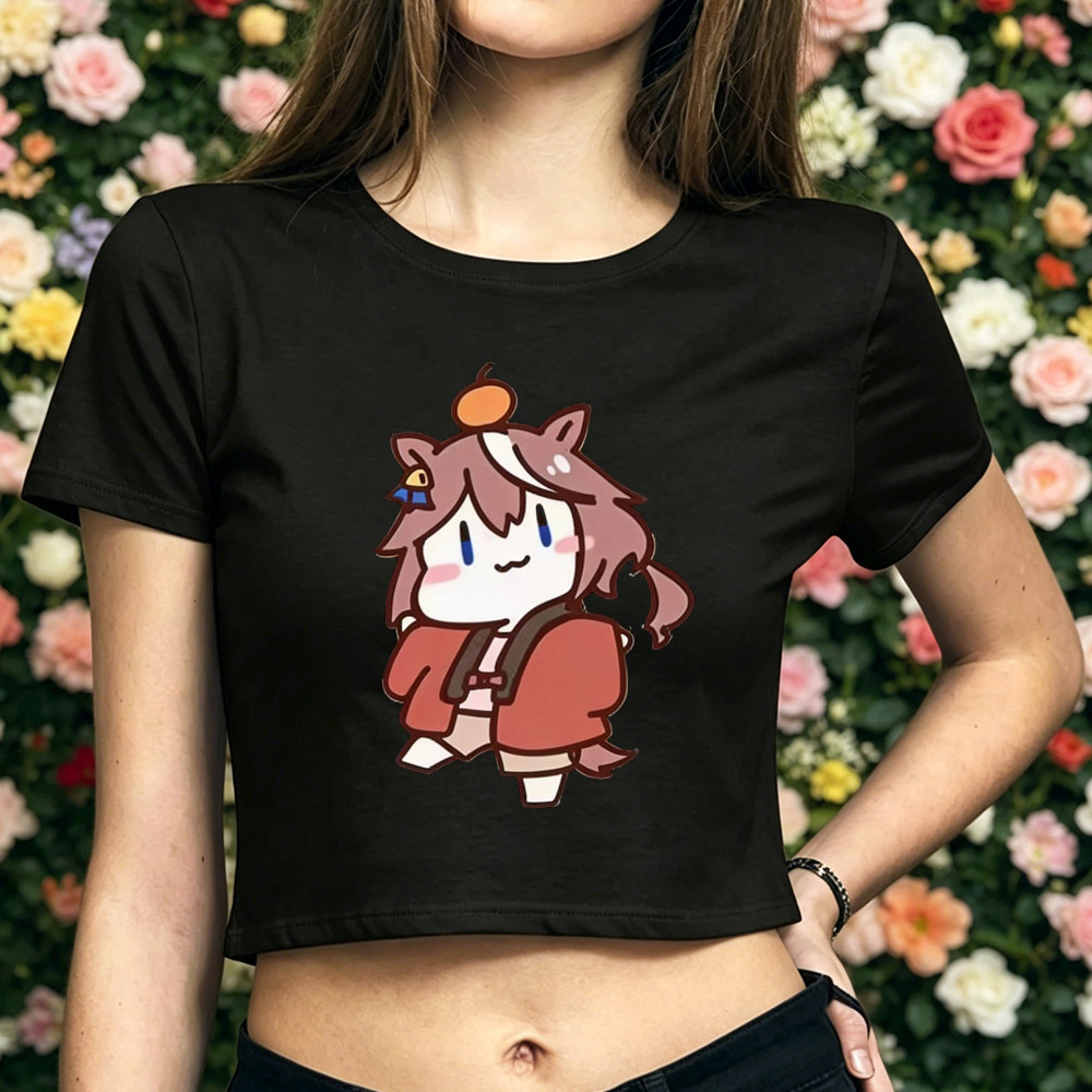 Umamusume Pretty Derby crop top Feminino manga harajuku Liquidação Moda Coreana Camiseta Gótica Verão goth