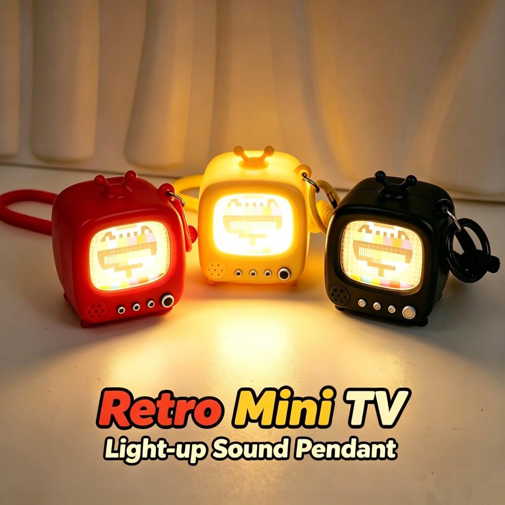 Mini Chaveiro De Televisão Com Luz E Som Estilo Vintage , Pingente Criativo Requintado , Escolha De Presente Ideal