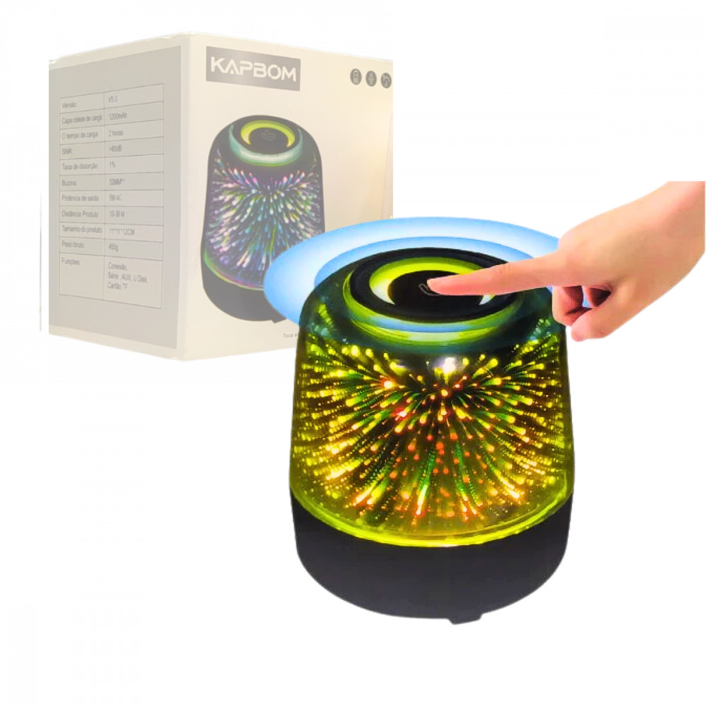 Caixa de Som Bluetooth Portátil Luminária Touch LED RGB