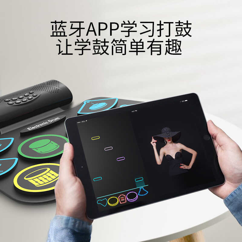 Rolo de mão tambor eletrônico rolo mão Rack tambor Bluetooth tambor portátil crianças iniciantes prática mão doméstica f