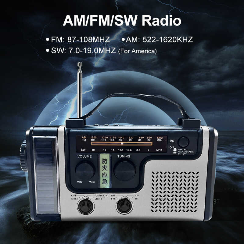 Rádio de emergência prevenção de desastres rádio de emergência portátil iluminação multifuncional gerador de manivela So