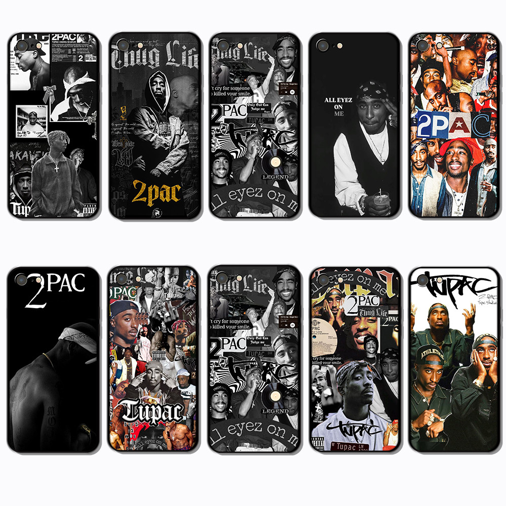 Para 3c iPhone 5 5s 6 6s 6 Plus 7 SE 2Pac Tupac Capa De TPU Preta Macia
