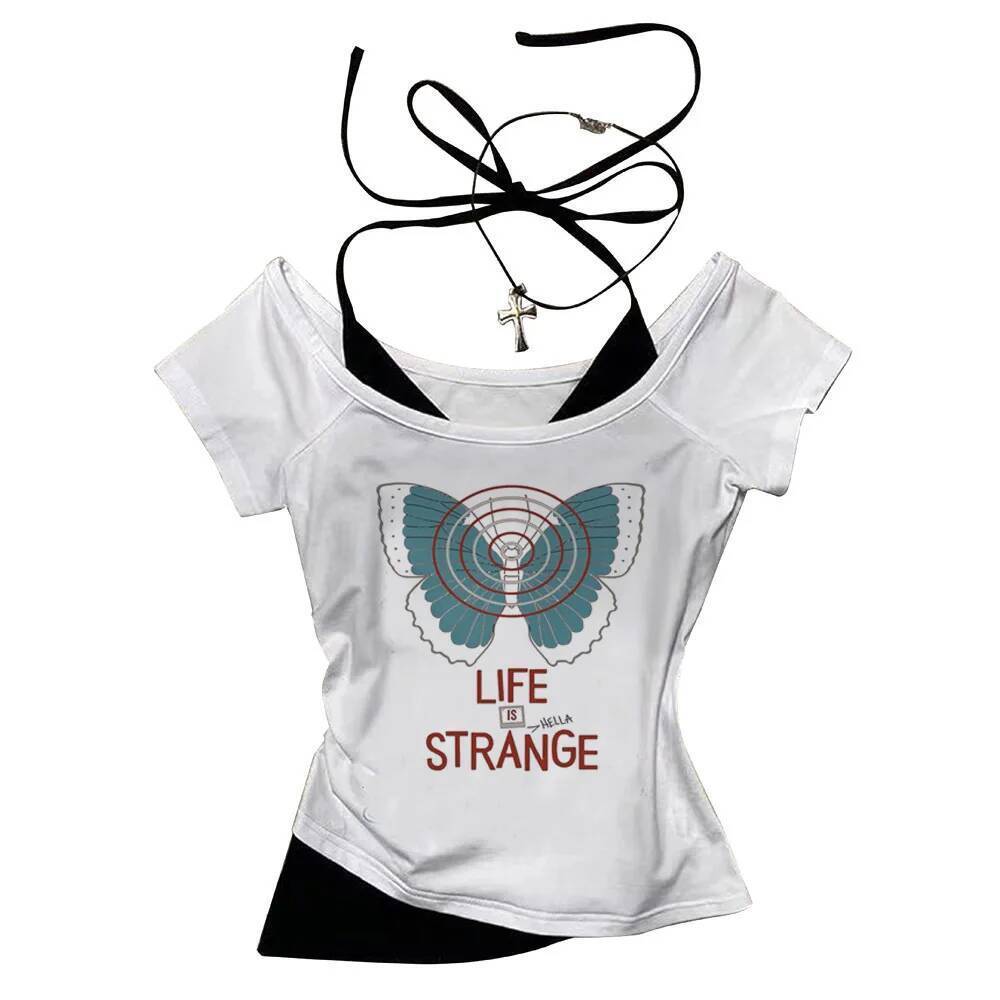 Life Is Strange crop top Slim Fit Bonito 2025 Coquete Cortado Gótico Anos 2000 Espartilho Roupas Para Meninas