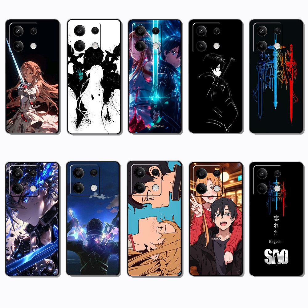 Para 3c Xiaomi Redmi Note 10 Pro Max 10T 11 SE Plus Sword Art Online Capa De Telefone Preta Macia